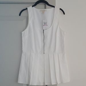 Michael Kors Zipper Detail Pleated Peplum Top